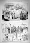 Original Old Antique Print 1890 Chrysanthemum Show Westminster Kennington Oval