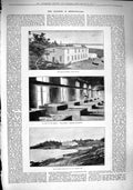 Original Old Antique Print 1890 Fish Hatchery Deldo Island Trinity Newfoundland
