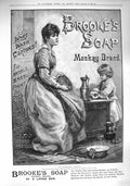 Antique Old Print *135 1890 Advertisement Brookes Monkey Brand Soap Washing