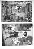 Original Old Antique Print 1890 Autumn Leaves Door Step Michaelmas Geese Boy