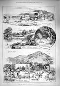 Original Old Antique Print 1890 Africa Limpopo River Crocodile Asvogels Kopje