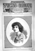 Original Old Antique Print 1890 Portrait Miss Laura Johnson Lady Woman 19th