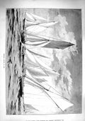 Original Old Antique Print 1890 Winning Yachts Sailing Sport 19th