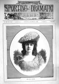 Original Old Antique Print 1890 Portrait Miss Olive Stettith Lady Woman 19th