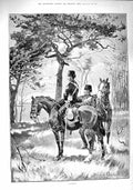 Original Old Antique Print 1890 Scouting Siers War Horses 19th
