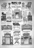 Original Old Antique Print 1890 Advertisement Maple Furniture Tottenham Court