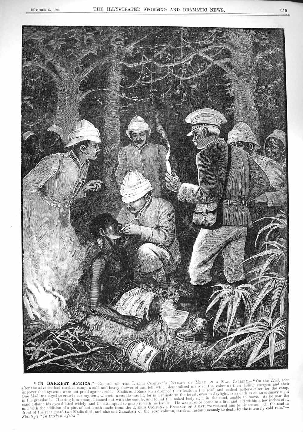 Original Old Antique Print 1890 Advertisement Liebig Extract Africa Siers War