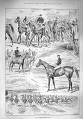 Original Old Antique Print 1890 Cambridgeshire Horse Racing Euphrussis Abingdon