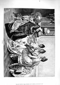 Original Old Antique Print 1890 Fine Art Ladies Dresses Scandal Tea-Time 19th