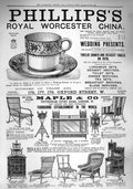 Old Antique Print 1890 Phillips'S Royal Worcester China Maple Furniture 19th