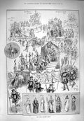 Old Antique Print 1890 Lord Mayors Show Costumes Malta Canada Australia 19th