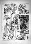 Original Old Antique Print 1890 Black Bear Hunting Cashmir Camp Mulberry Tree
