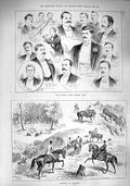 Old Antique Print 1890 Regent House Cricket Club Hunting Tasmania Horses 19th