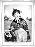 Old Antique Print 1890 Fine Art Portrait Beautiful Lady Return From Fair 19th