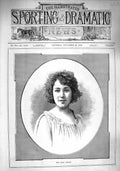 Original Old Antique Print 1890 Portrait Miss Maud Elmore Lady Woman Victorian