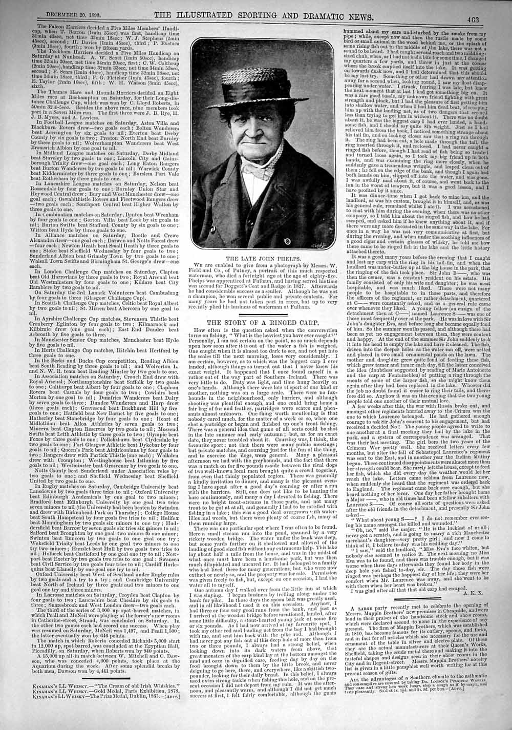 Old Antique Print 1890 Portrait John Phelps Headquarters Sussex Brighton 19th