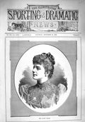 Original Old Antique Print 1890 Portrait Miss Maude Marion Beautiful Lady 19th