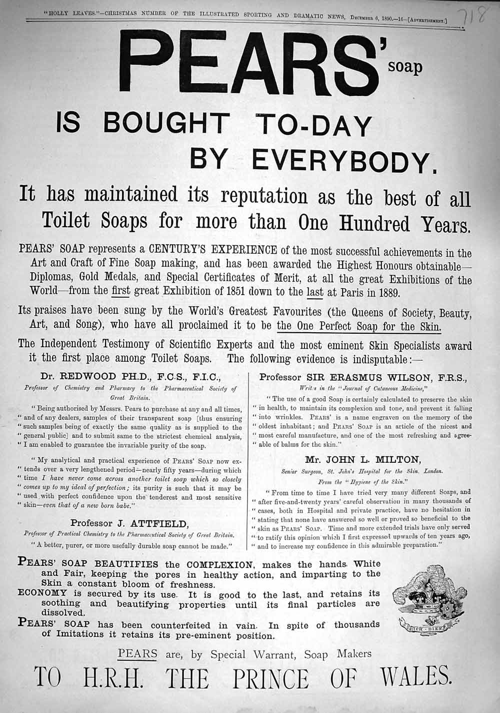 Original Old Antique Print 1890 Advertisement Pears Soap Redwood Wilson Milton