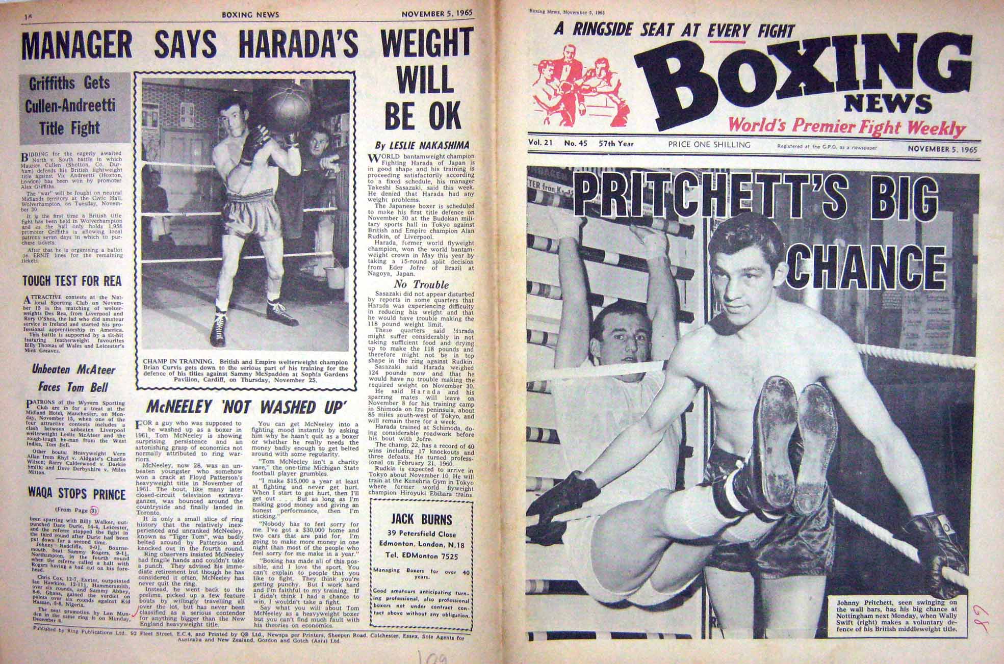 Old Antique Print Boxing Pritchett Brian Curvis Swift Harry Scott Fisher