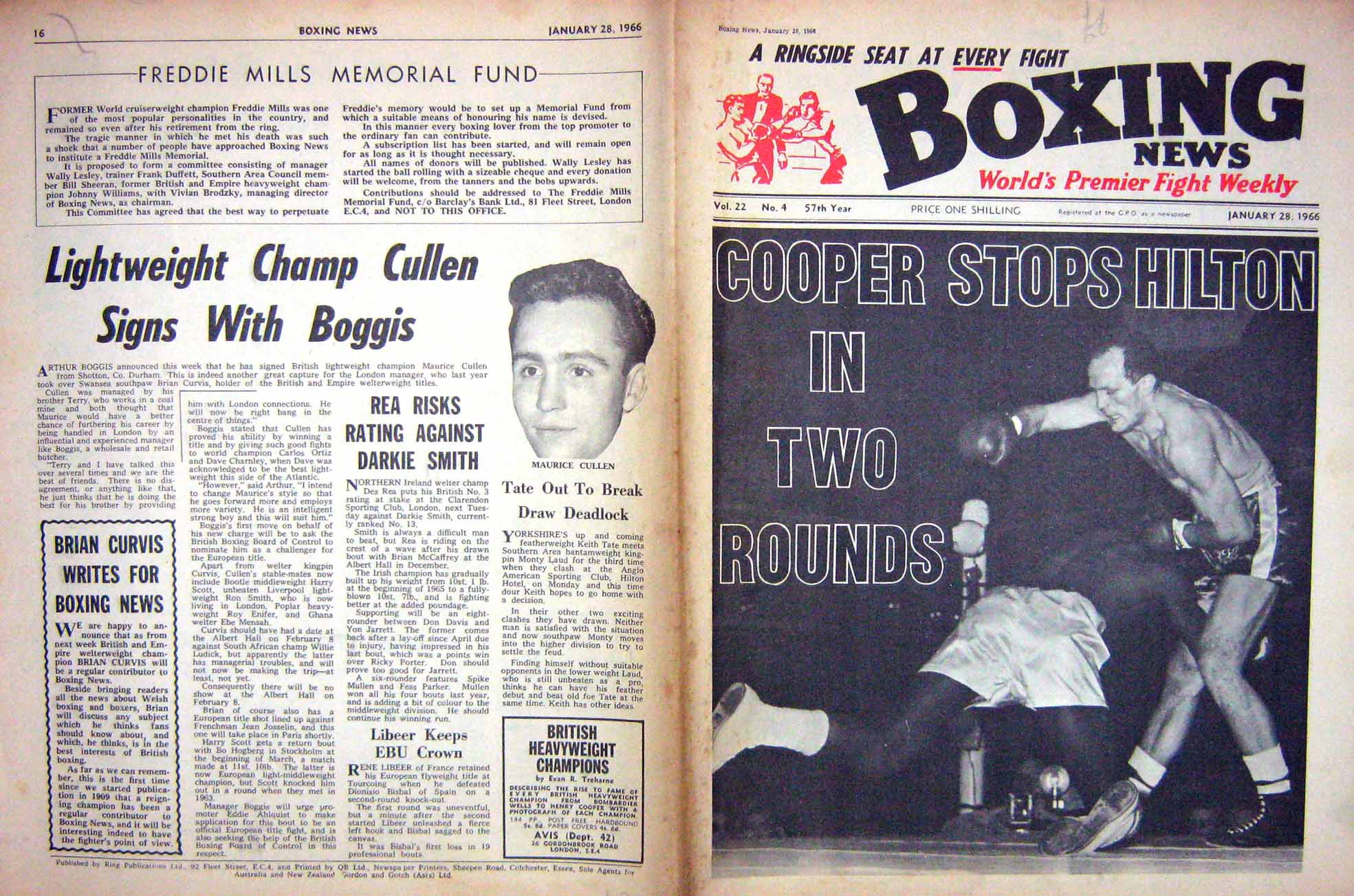 Old Vintage Print Boxing 1966 Cooper Maurice Cullen Andreetti Corletti 20th