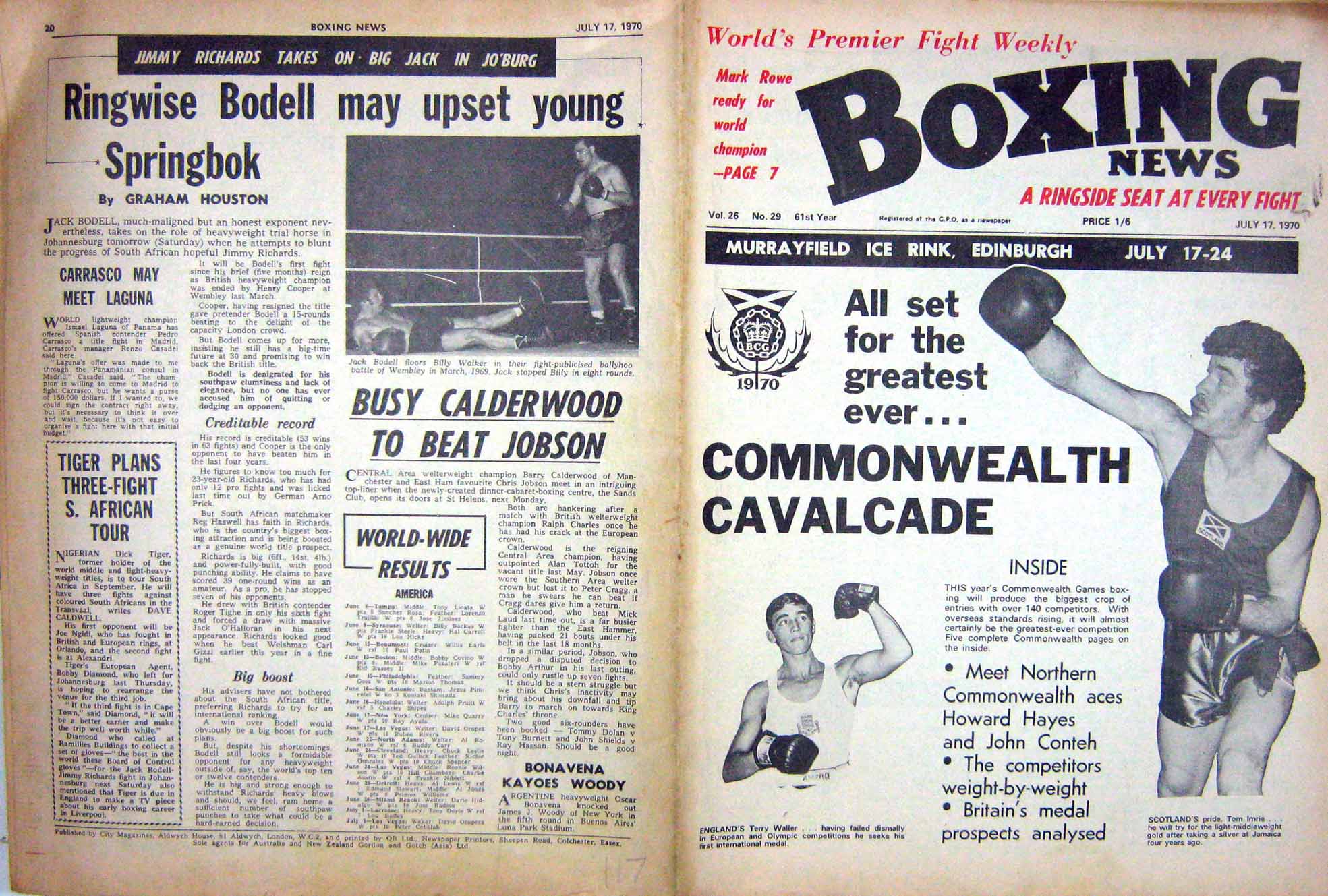 Old Vintage Print Boxing 1970 Tom Imrie Waller Jack Bodell Attell Murphy 20th