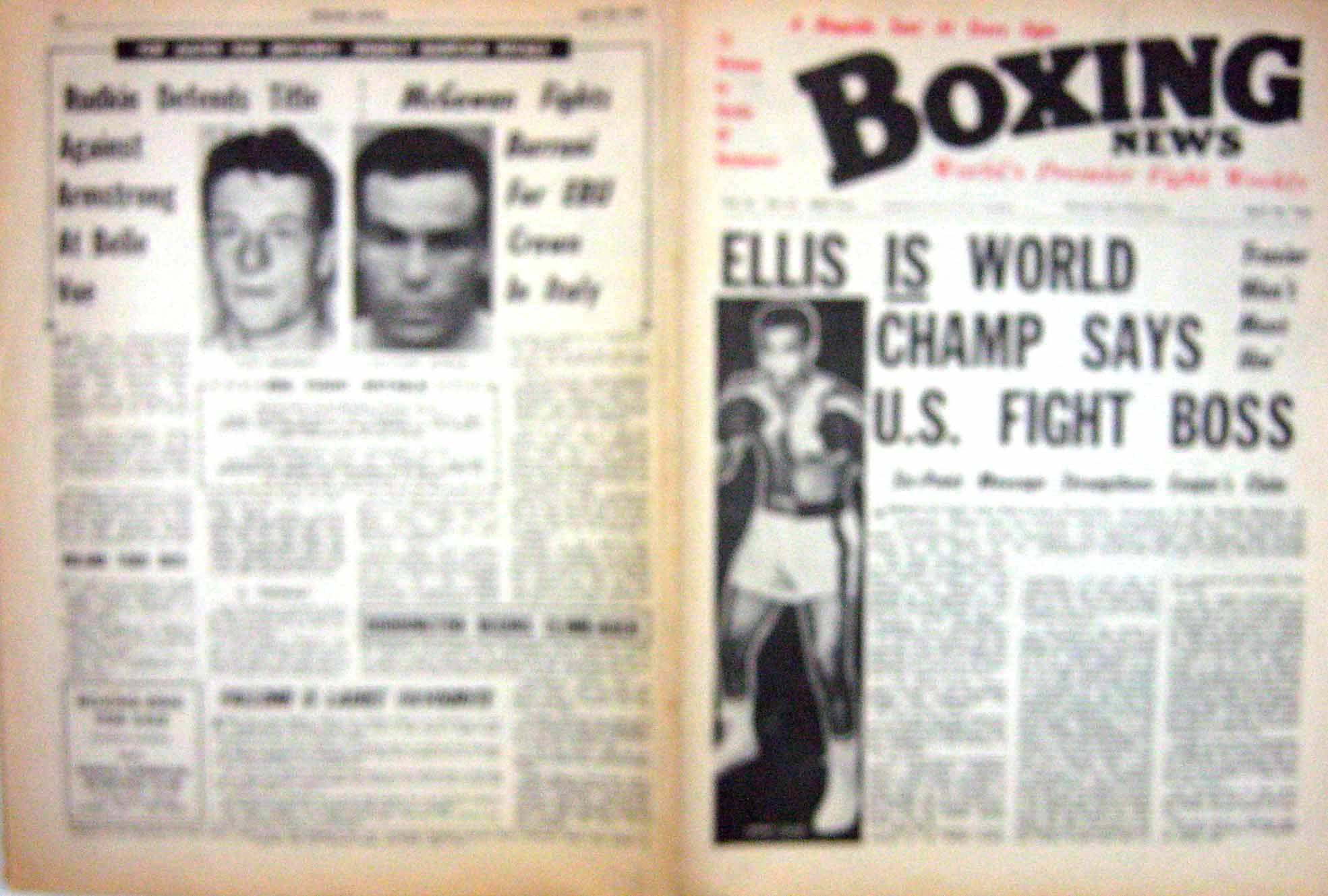 Antique Old Print Boxing 1969 Jimmy Ellis Burruni Armstrong Charles Louis 20th