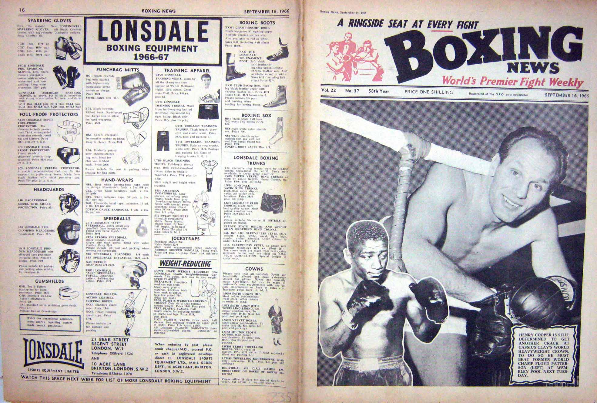 Old Vintage Print Boxing 1966 Henry Cooper Patterson Walker Joe Erskine 20th