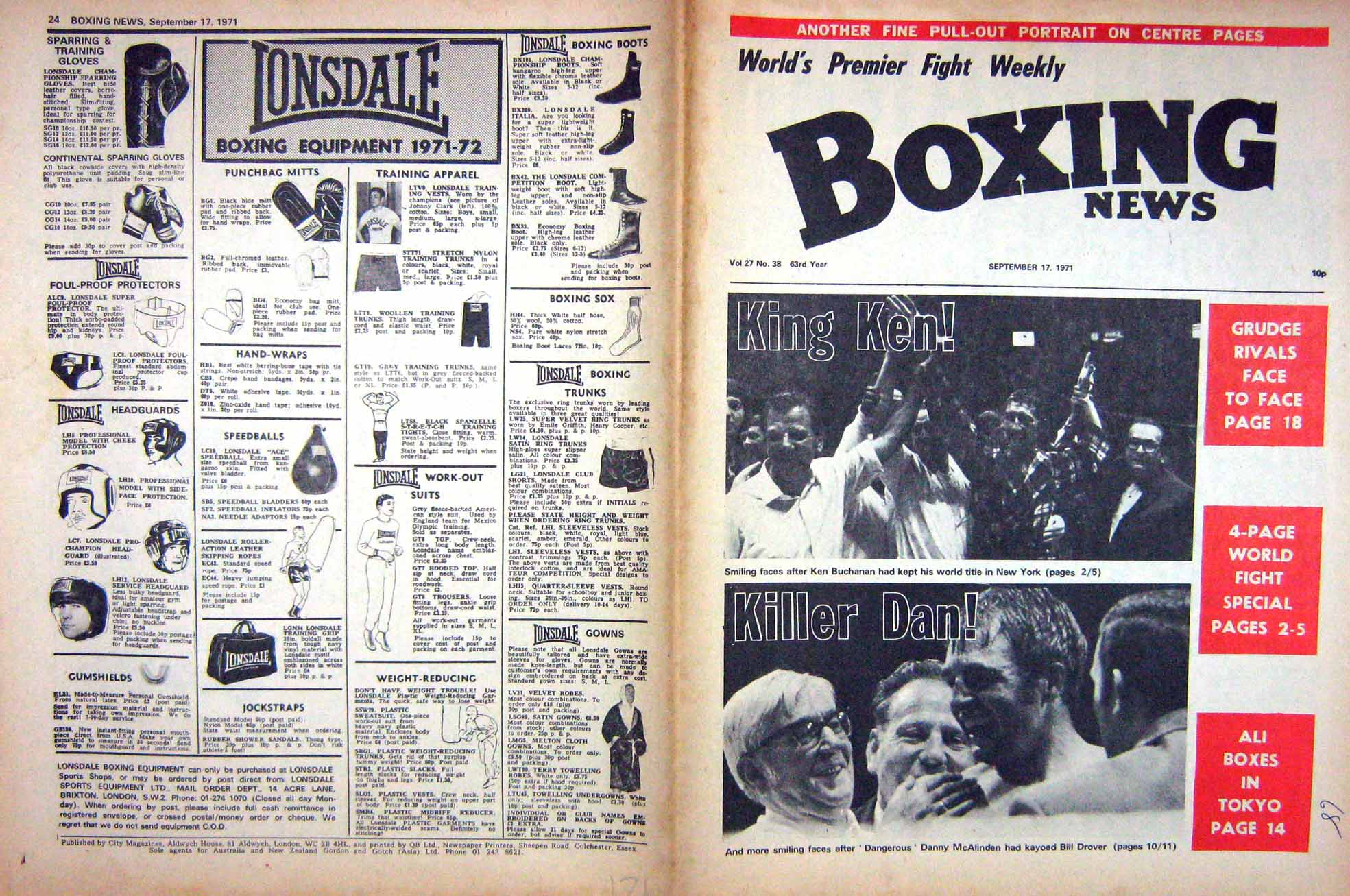 Original Old Vintage Print Boxing 1971 Buchanan Mcalinden Drover Dave Moore