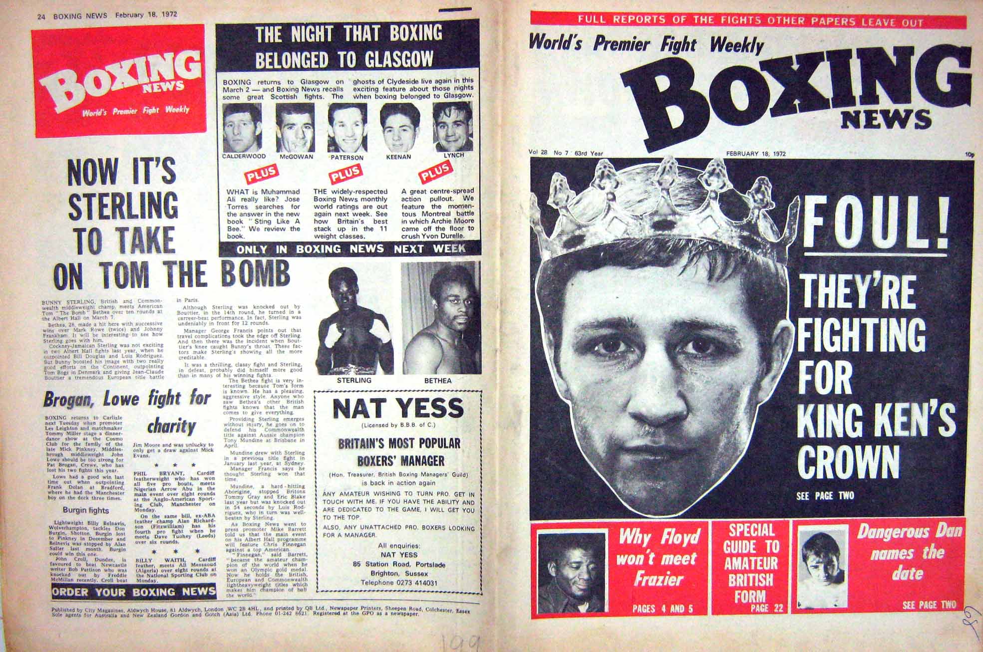 Original Old Vintage Print Boxing 1972 Floyd Frazier Sterling Bethea Mccormack