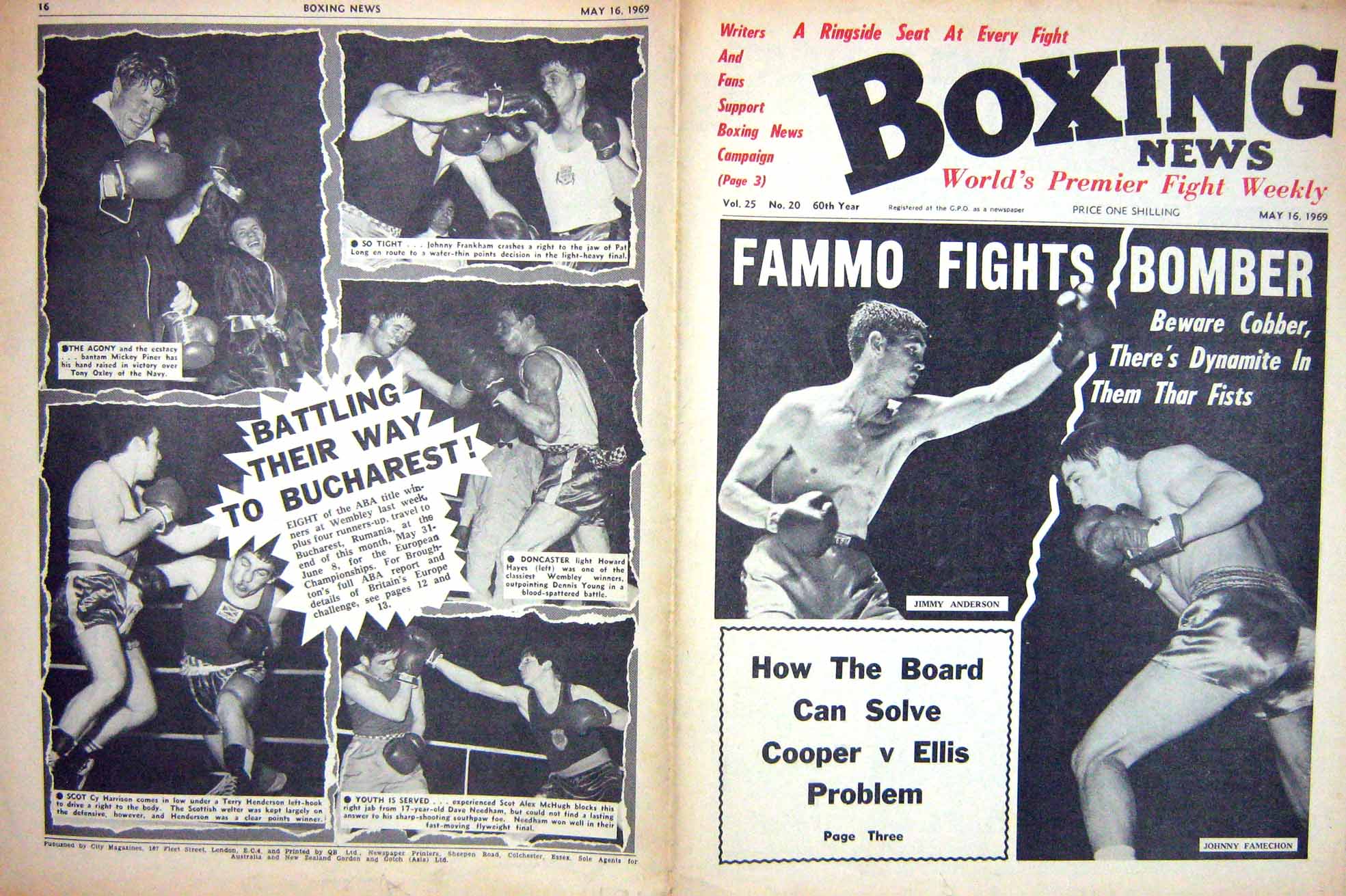 Original Old Vintage Print Boxing Fammo Bomber 1969 Cooper Ellis Scot Kramer