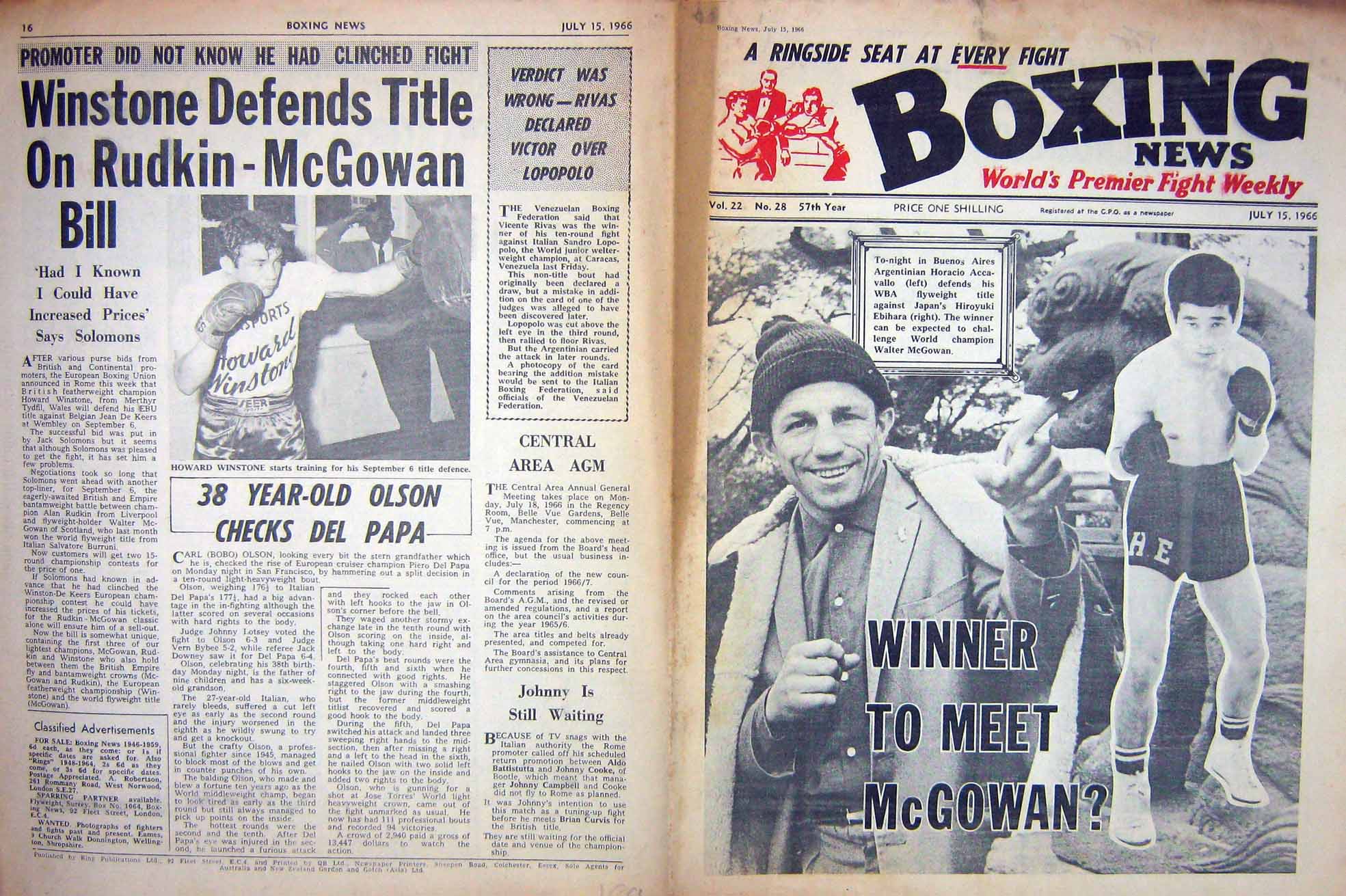 Old Vintage Print Boxing 1966 Mcgowan Winstone Maxie Tommy Farr Max Baer 20th