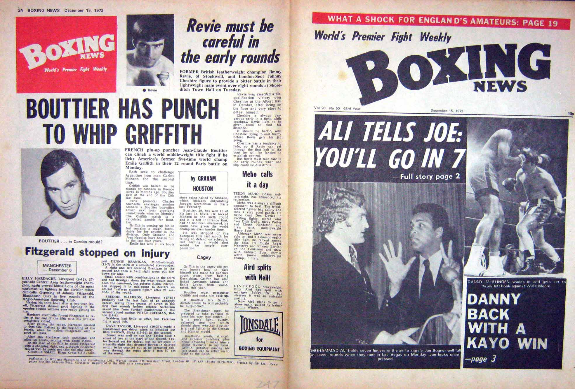 Old Vintage Print Boxing 1972 Muhammad Ali Mcalinden Bouttier Buchanan 20th