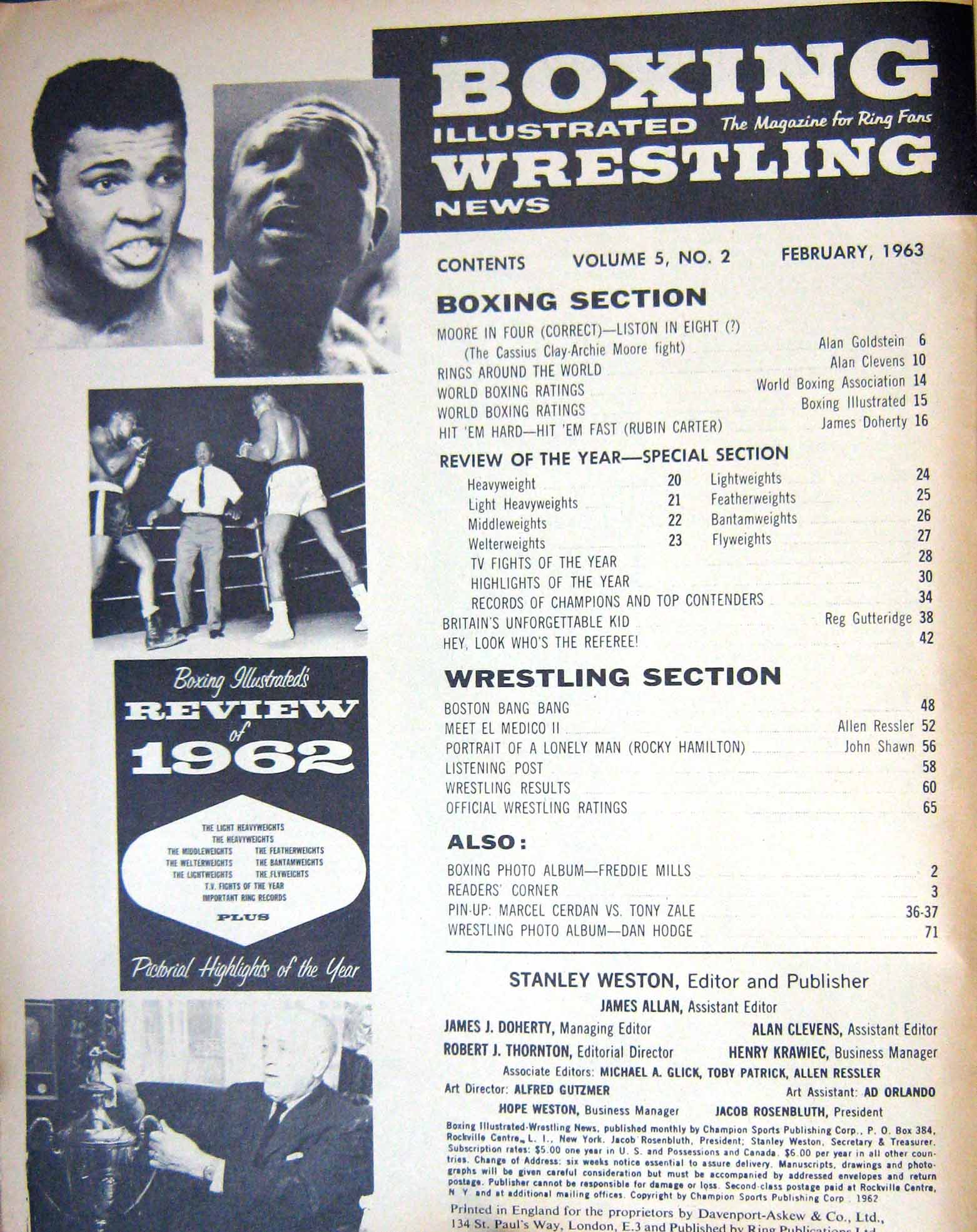 Old Vintage Print Boxing 1963 Cassius Clay Archie Zale Cerdan Patterson 20th