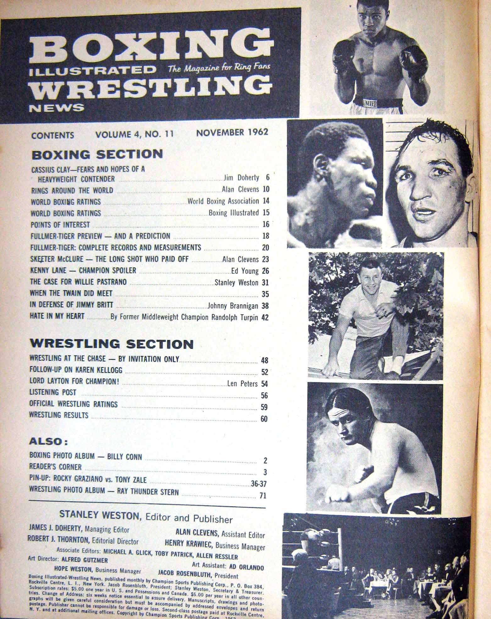Old Vintage Print Boxing 1962 Cassius Clay Lane Mcclure Turpin Graziano 20th