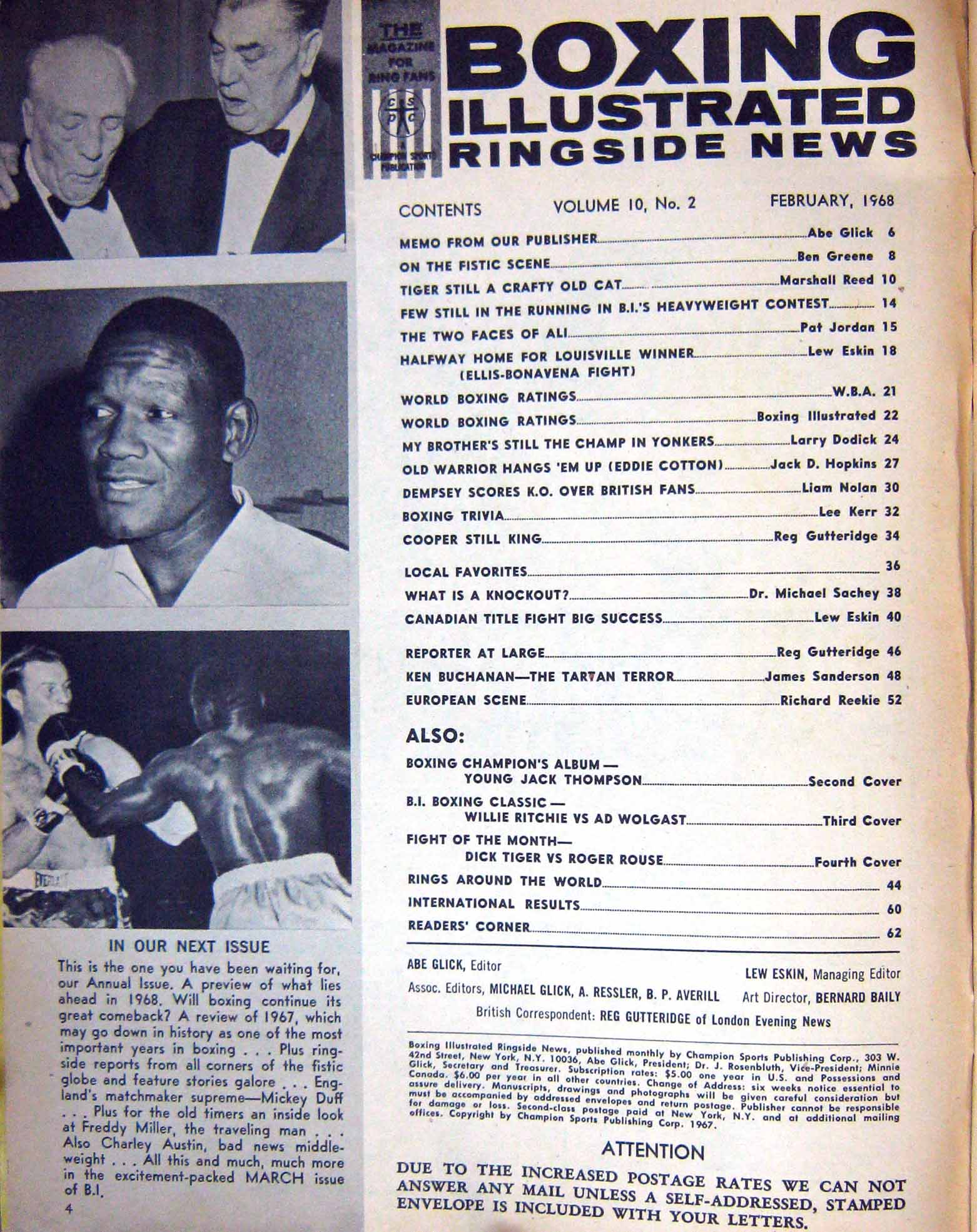 Original Old Vintage Print Boxing 1968 Rouse Tiger Henry Cooper Billy Walker