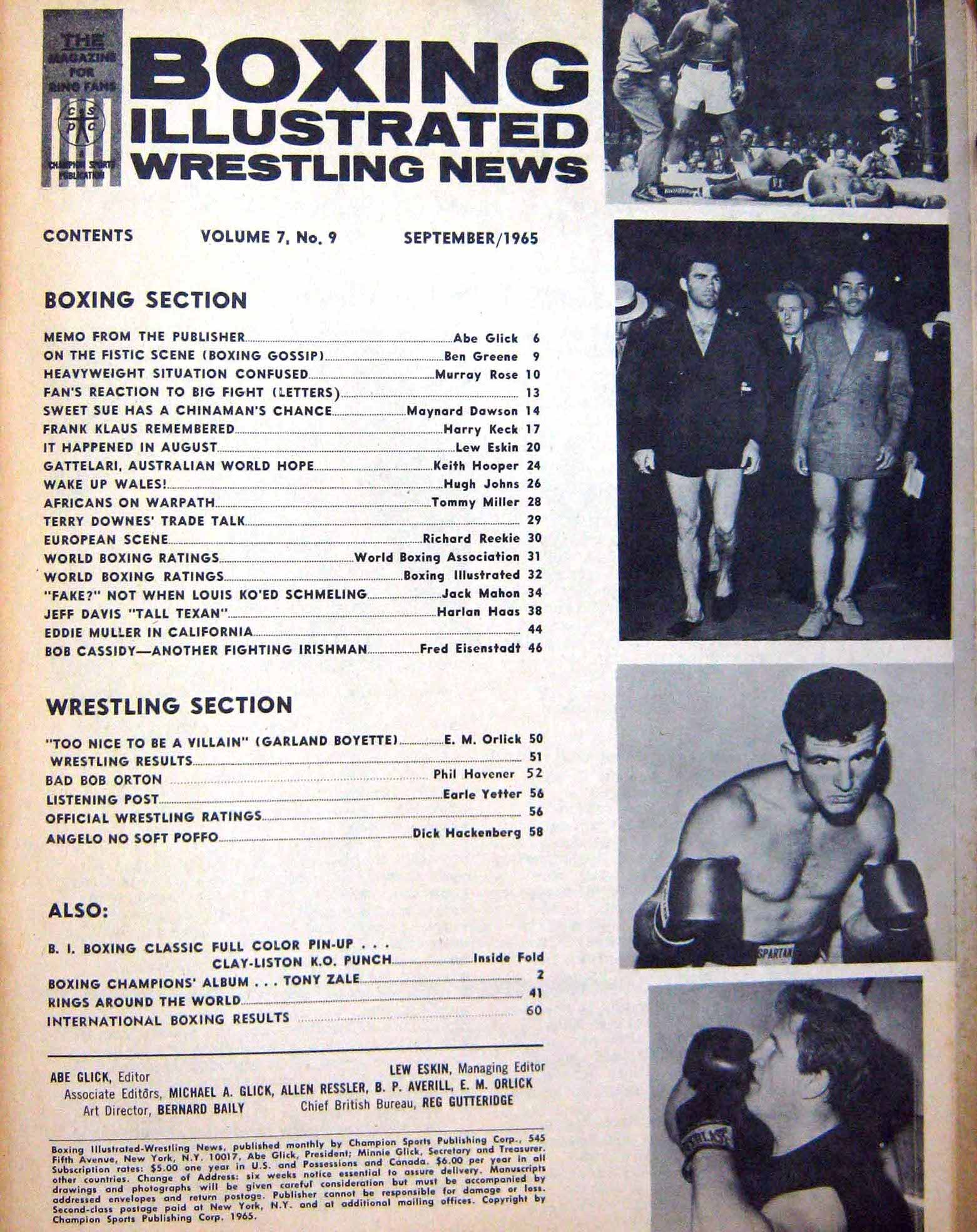 Old Vintage Print Boxing 1965 Clay Patterson Donovan Louis Max Schmeling 20th