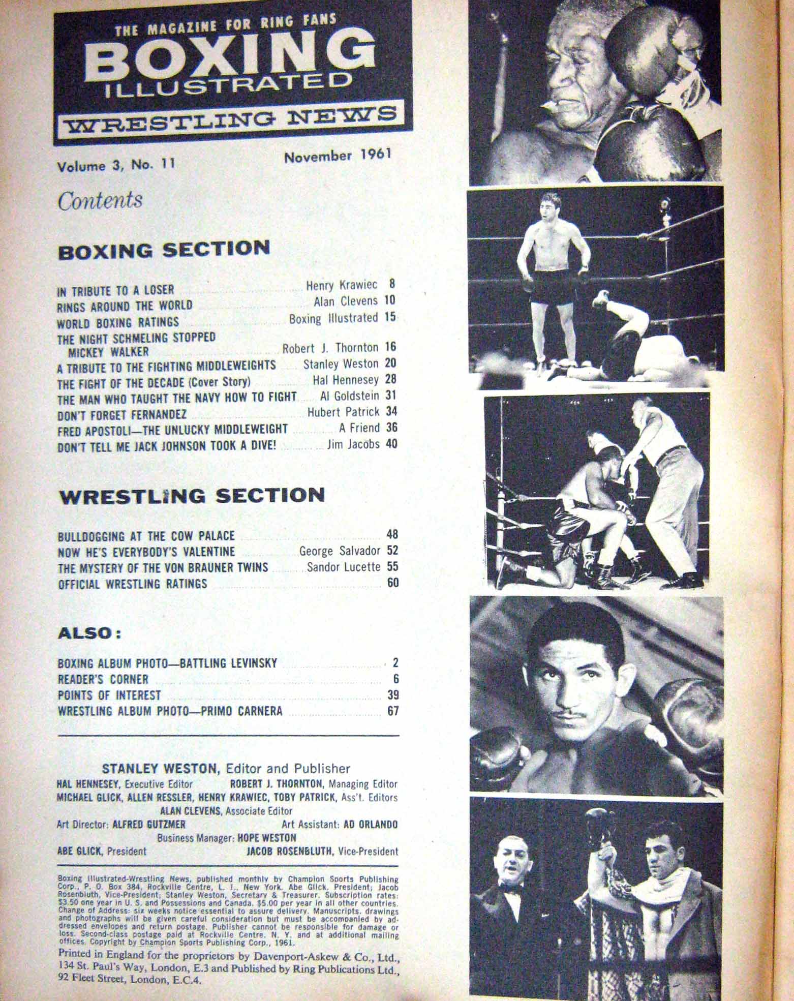 Original Old Vintage Print Boxing 1961 Moore Durelle Home Gym Fernandez Fullmer