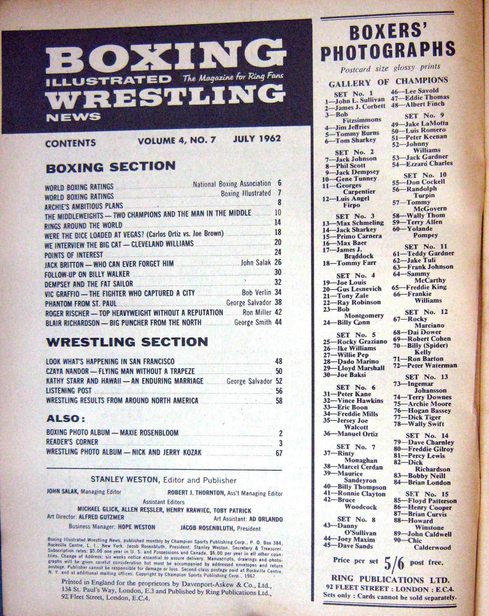 Old Vintage Print Boxing 1962 Fullmer Pender Tiger Graffio Barker Texas 20th