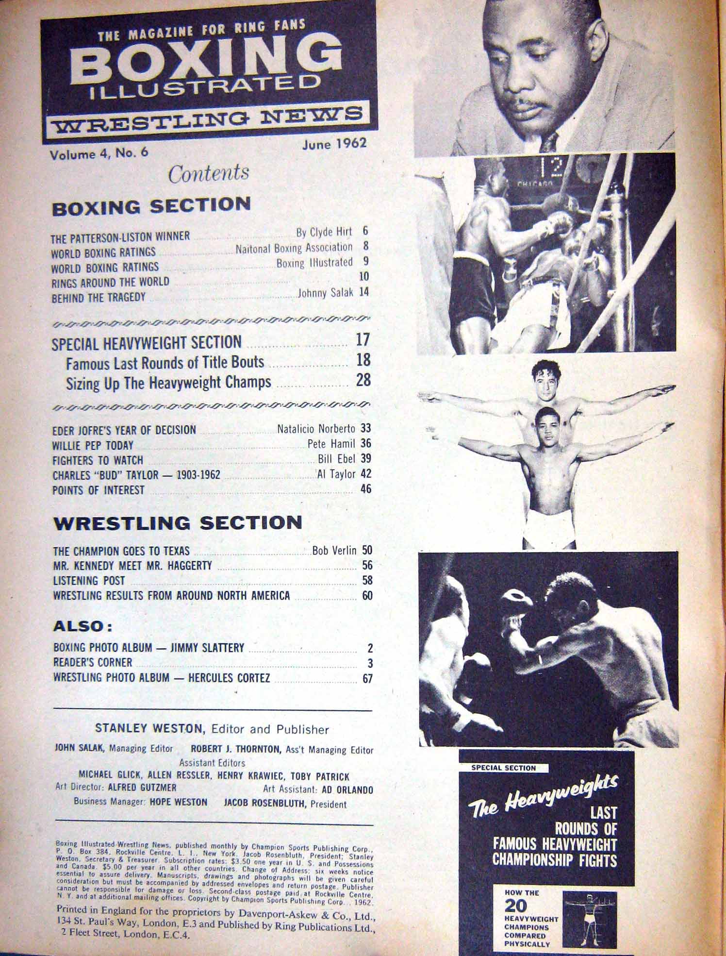 Original Old Vintage Print Boxing 1962 Louis Dempsey Tunney Patterson Marciano