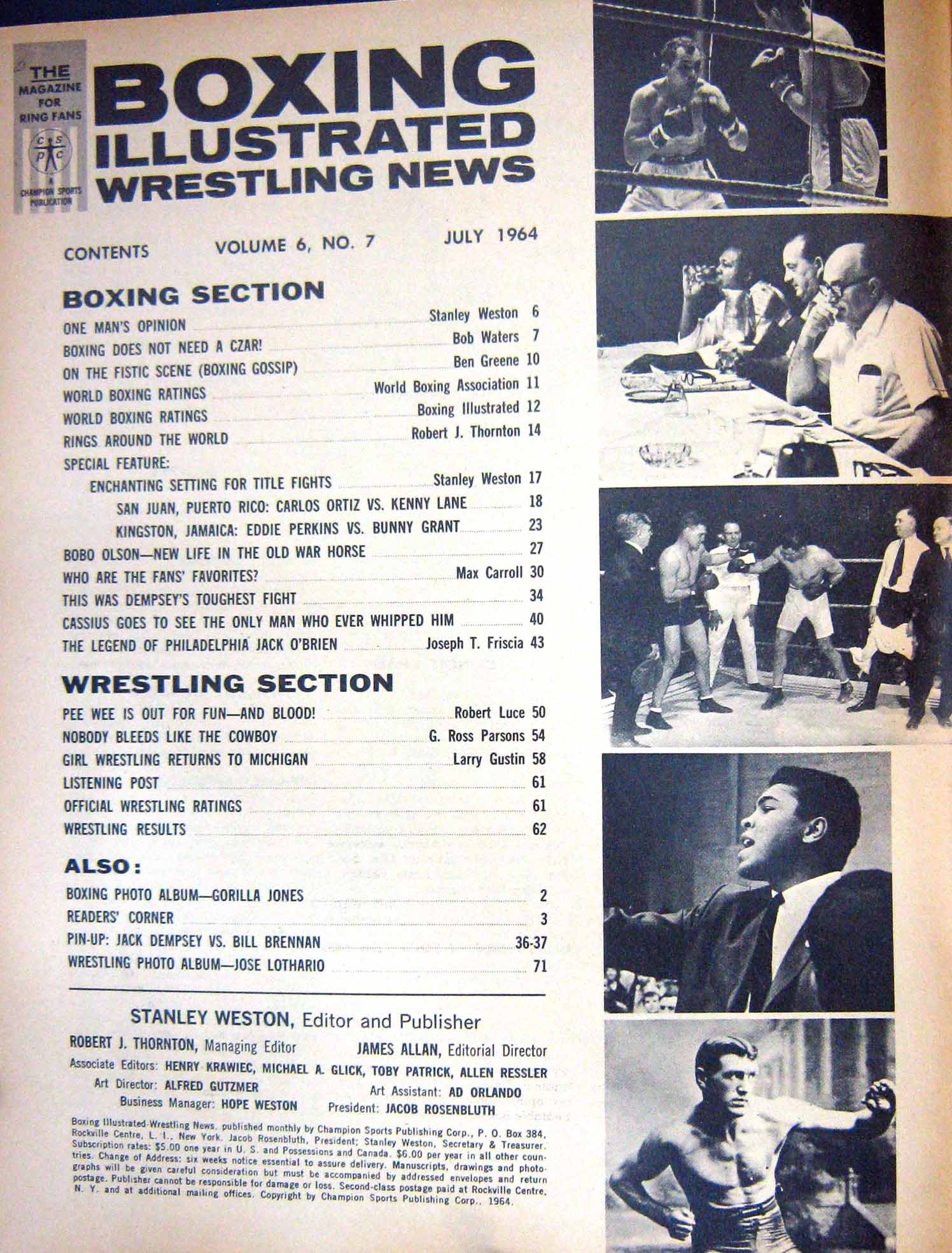 Original Old Vintage Print Boxing 1964 Ortiz Olson Dempsey O'Brien Bill Brennan