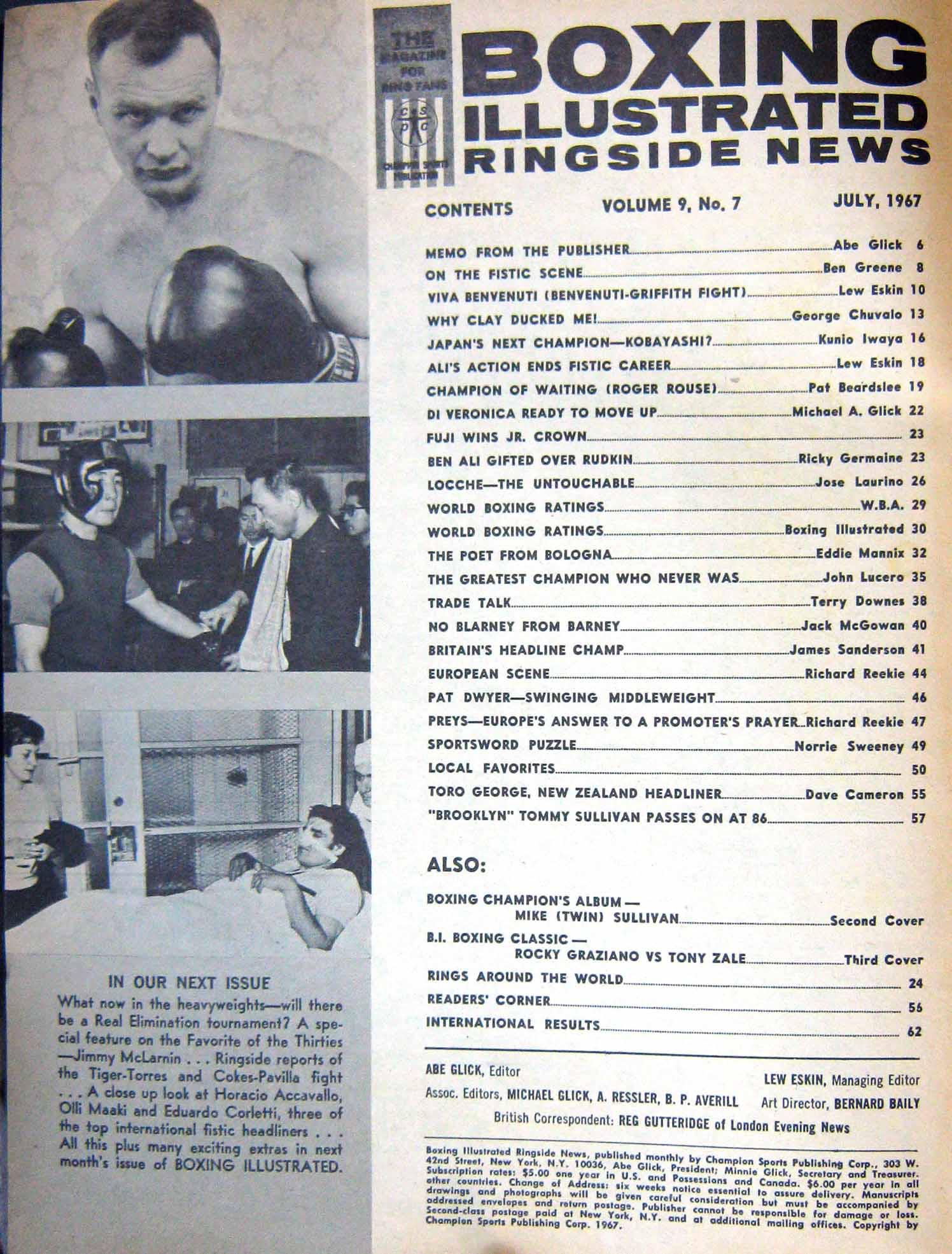 Old Vintage Print Boxing 1967 Rouse Chuvalo Benvenuti Charley Burley Nino 20th