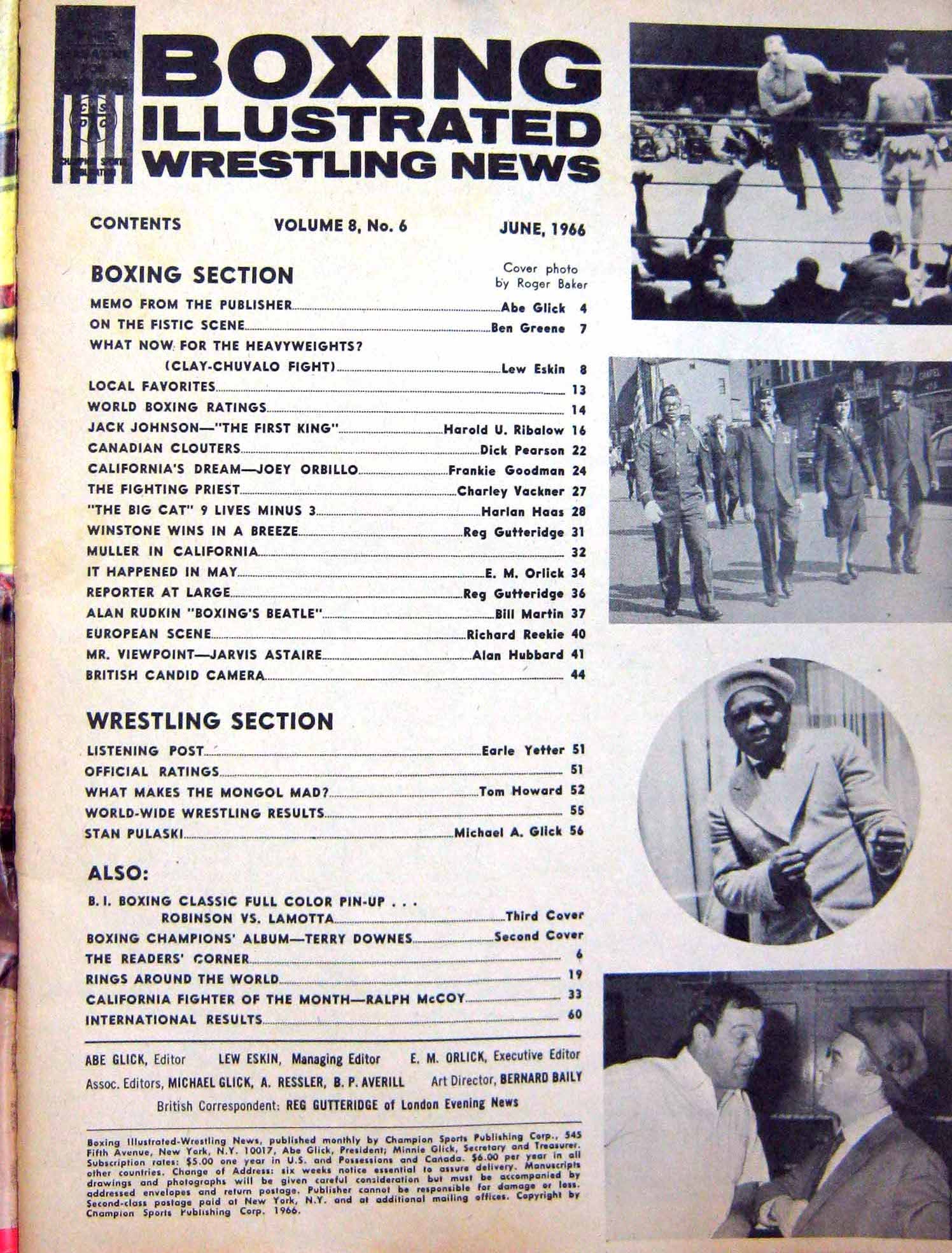 Original Old Vintage Print Boxing 1966 Cat Williams Rudkin Clay Gavilan Bratton