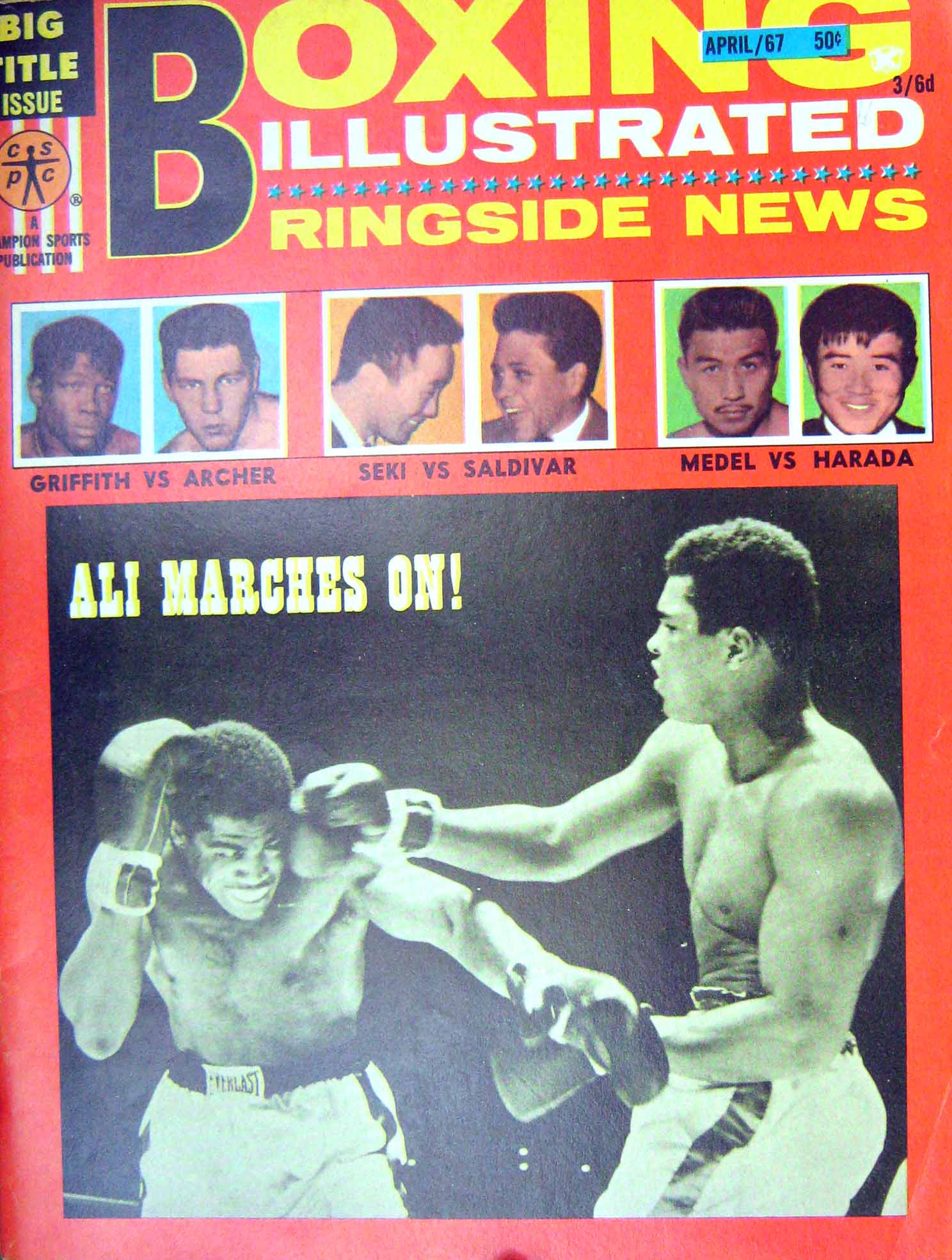 Old Vintage Print Boxing 1967 Griffith Archer Seki Saldivar Medel Harada 20th