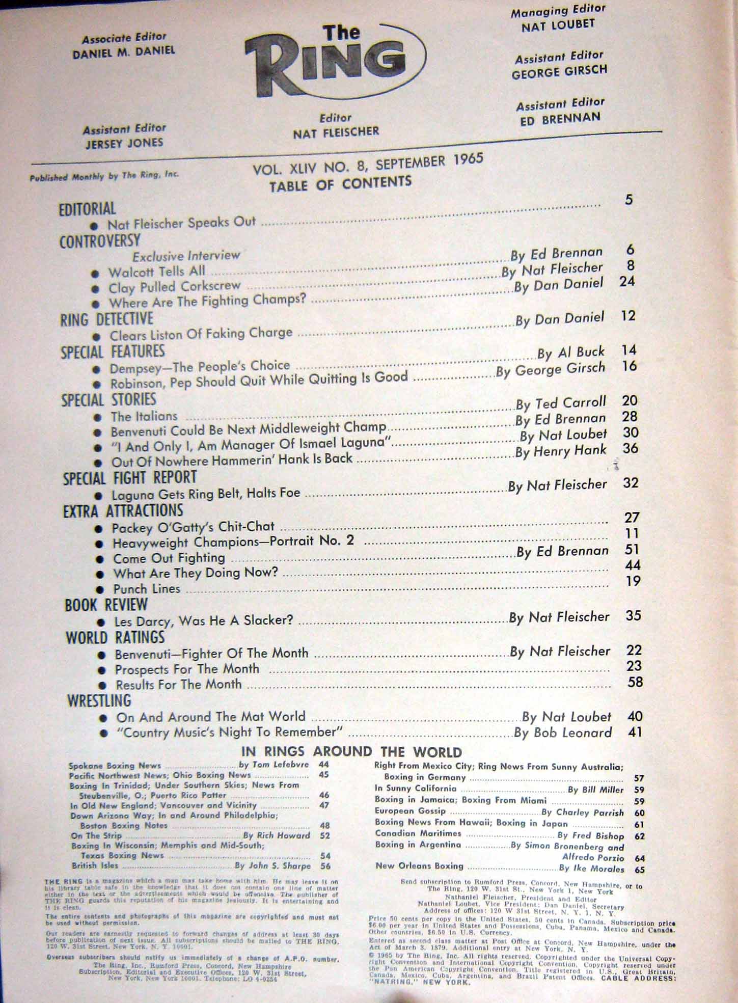 Old Vintage Print Boxing Cassius 1965 Dempsey Mccoy Liston Darcy Ismael 20th