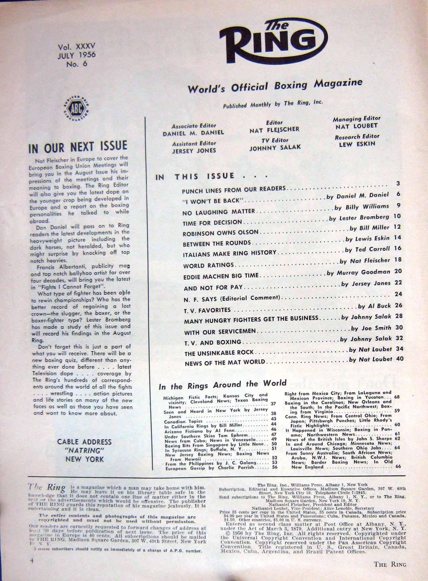 Old Vintage Print Boxing 1956 Cockell Lave Gardner Erskine Marciano Mass 20th