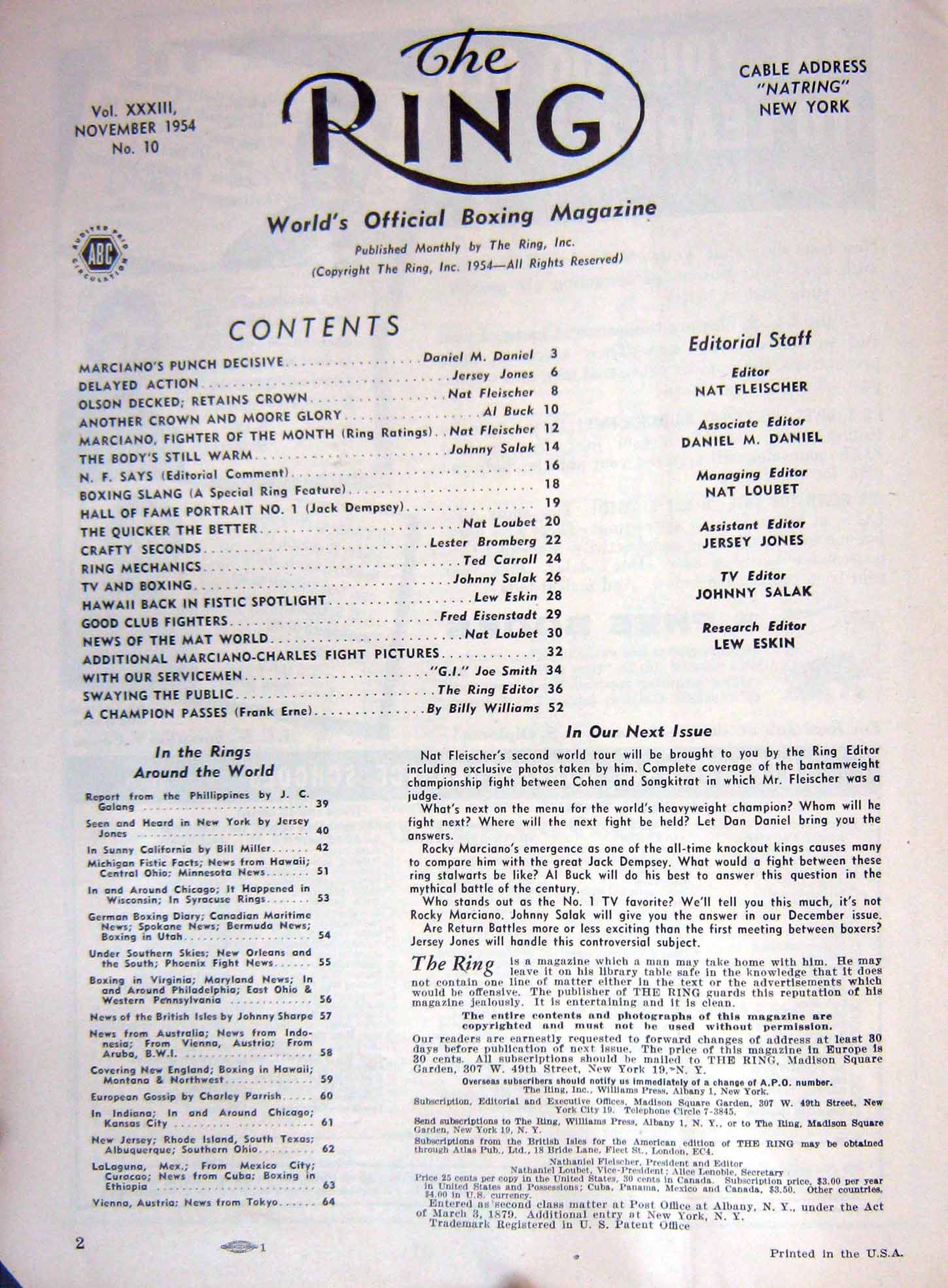 Old Vintage Print Boxing 1954 Don Cockell Hoban Charles Marciano Charles 20th