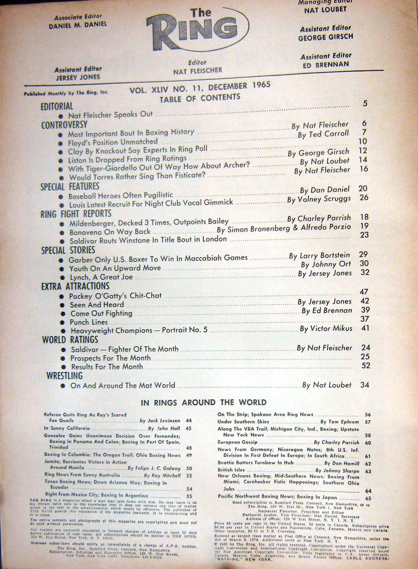 Original Old Vintage Print Boxing 1965 Liston Torres Mcdaniel Kashey Watson Don