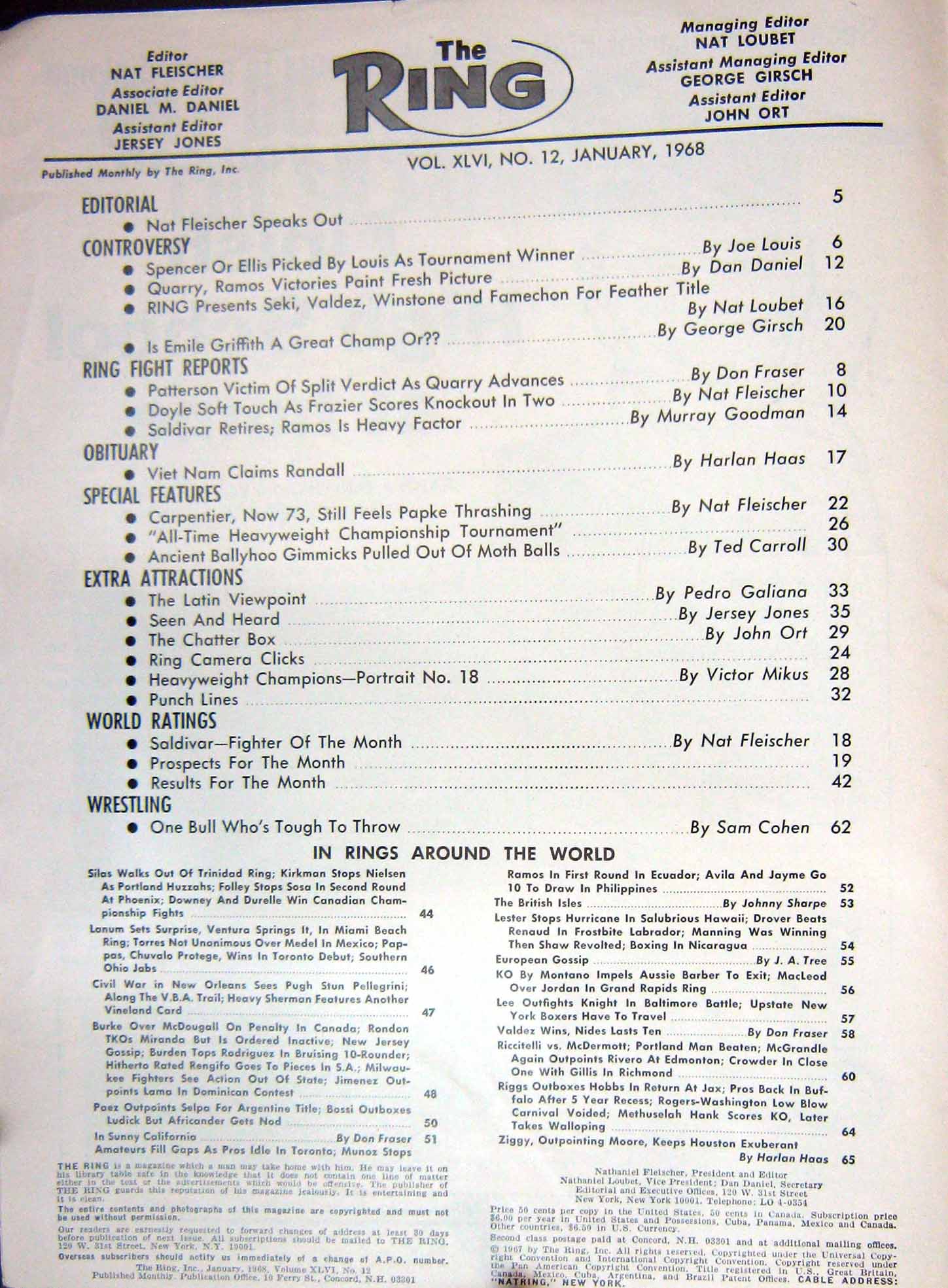 Old Vintage Print Boxing 1968 Joe Louis Ellis Spencer Griffith Carpenter 20th