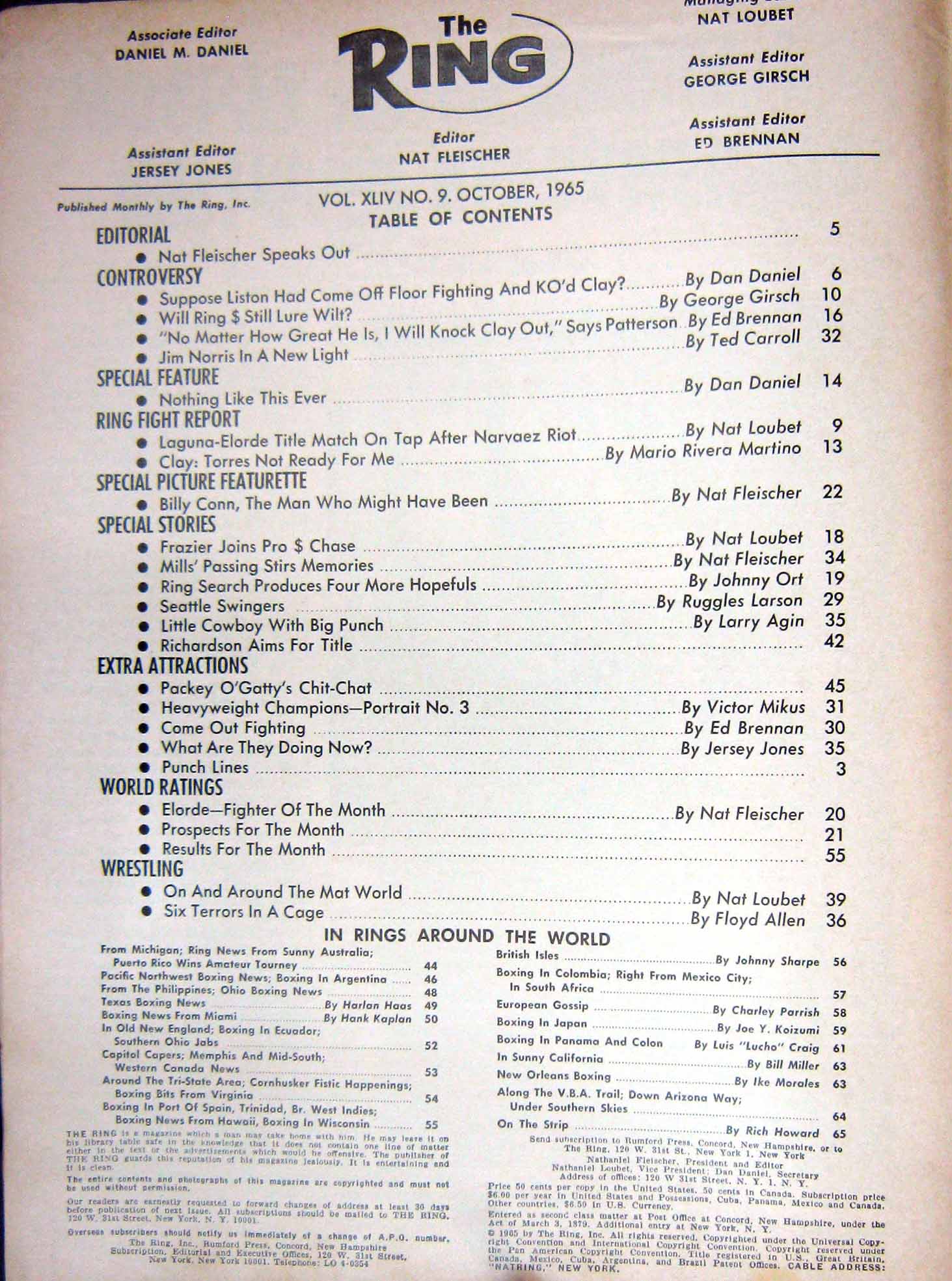 Old Vintage Print Boxing 1965 Floyd Patterson Witt Chamberlain Fleischer 20th