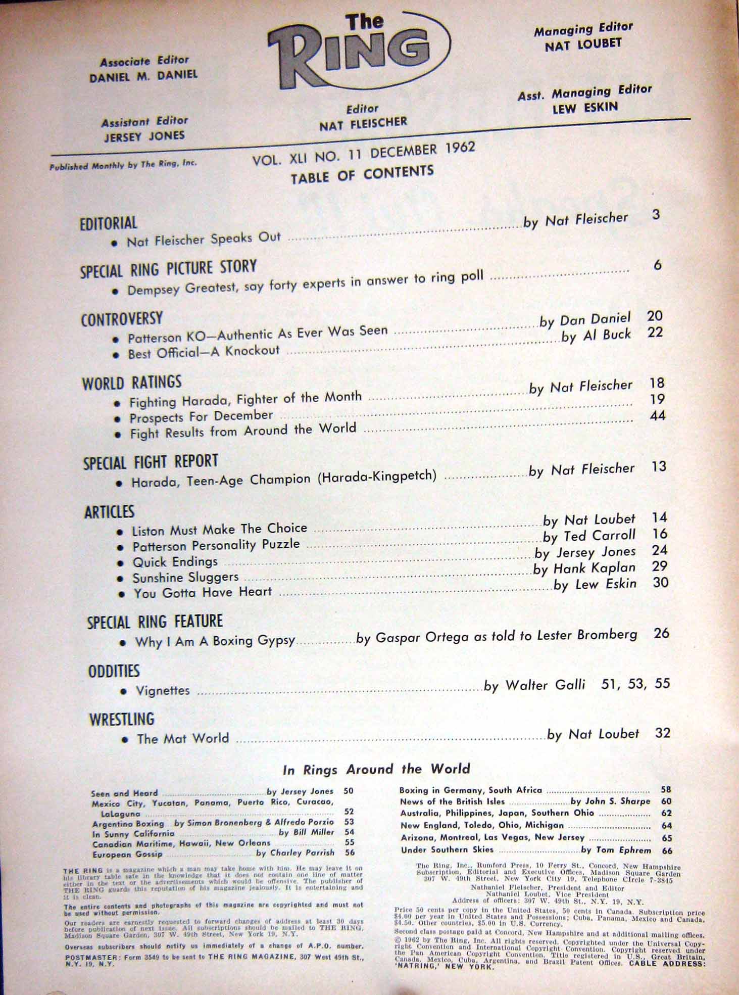 Old Vintage Print Boxing 1962 Sonny Liston Patterson Winstone Fleischer 20th